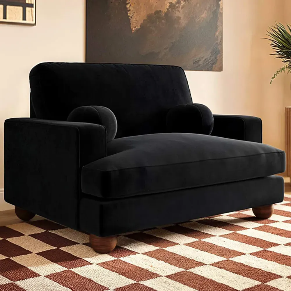 Addison Loveseat with Ball Feet - Black, Velvet image