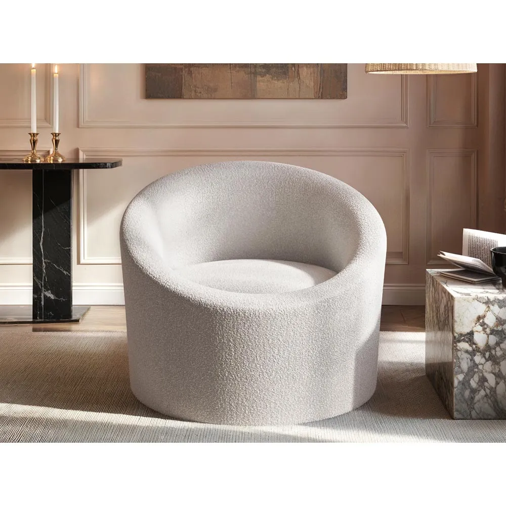 Amari Swivel Accent Chair - Cream, Boucle
