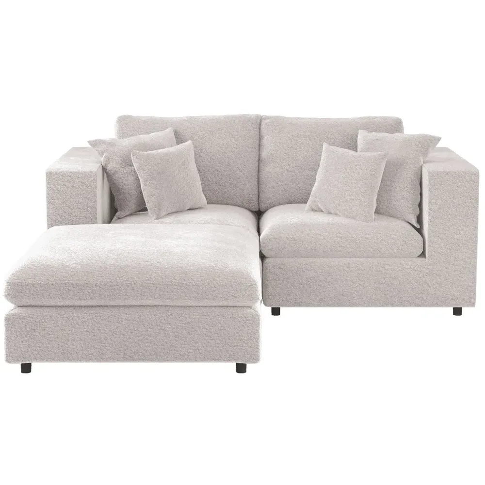 Asher 3-Seater Sofa with Footstool - Beige, Boucle