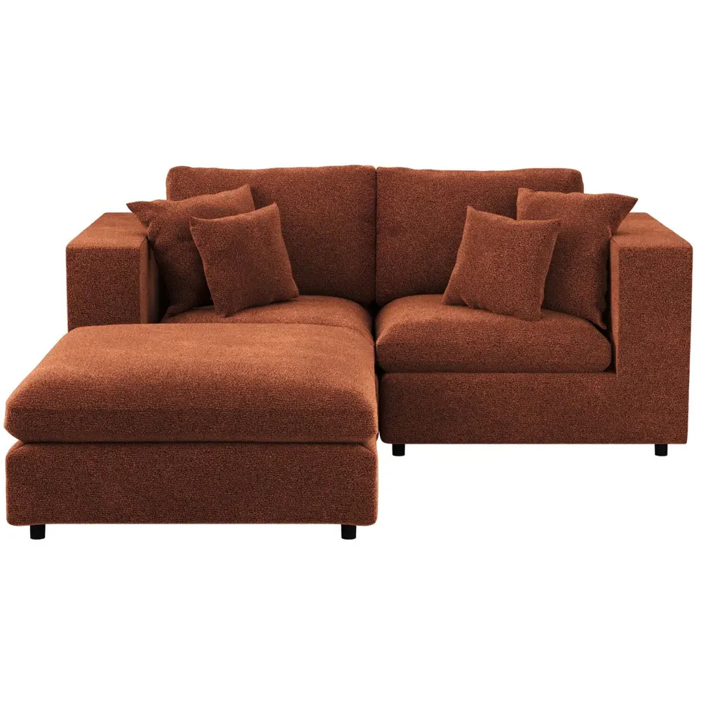 Asher 3-Seater Sofa with Footstool - Burnt Orange, Chenille