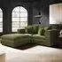 Asher 3-Seater Sofa with Footstool - Khaki Green, Velvet