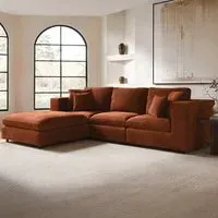 Asher 4-Seater Sofa with Footstool - Burnt Orange, Chenille