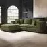 Asher 4-Seater Sofa with Footstool - Khaki Green, Velvet