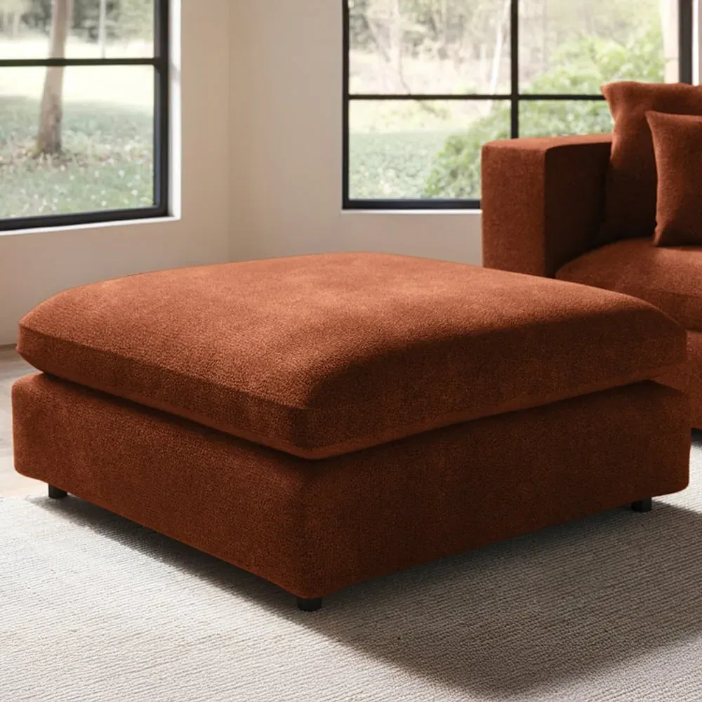 Asher Footstool - Burnt Orange, Chenille image