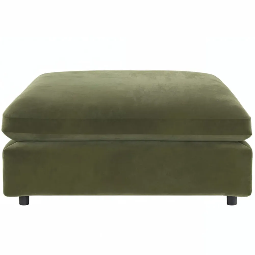 Asher Footstool - Green, Velvet