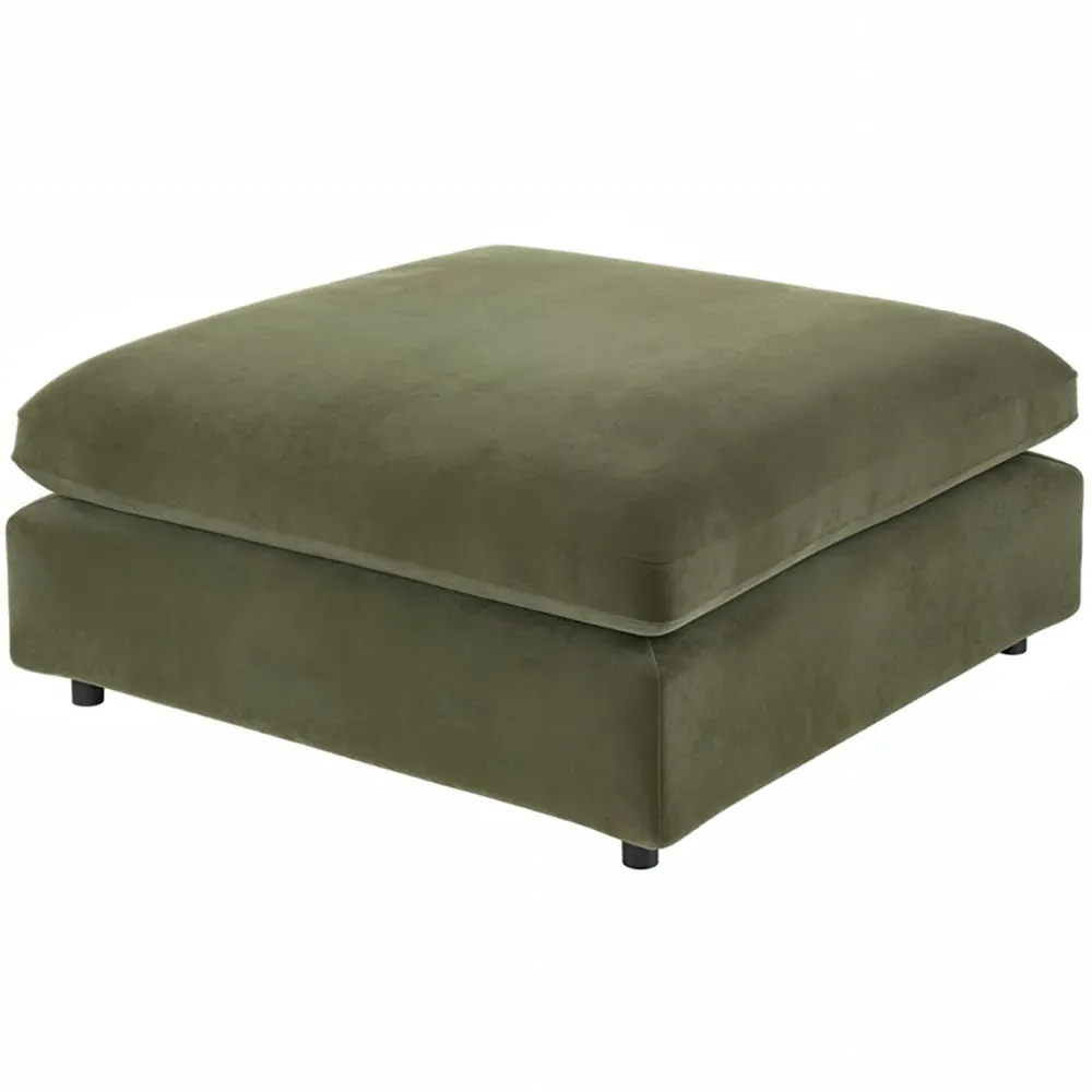 Asher Footstool - Green, Velvet