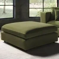 Asher Footstool - Green, Velvet