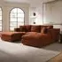 Asher U-Shape Sofa with Footstool - Orange, Chenille