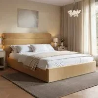 Atlas Double Ottoman Bed with Storage - Gold, Velvet