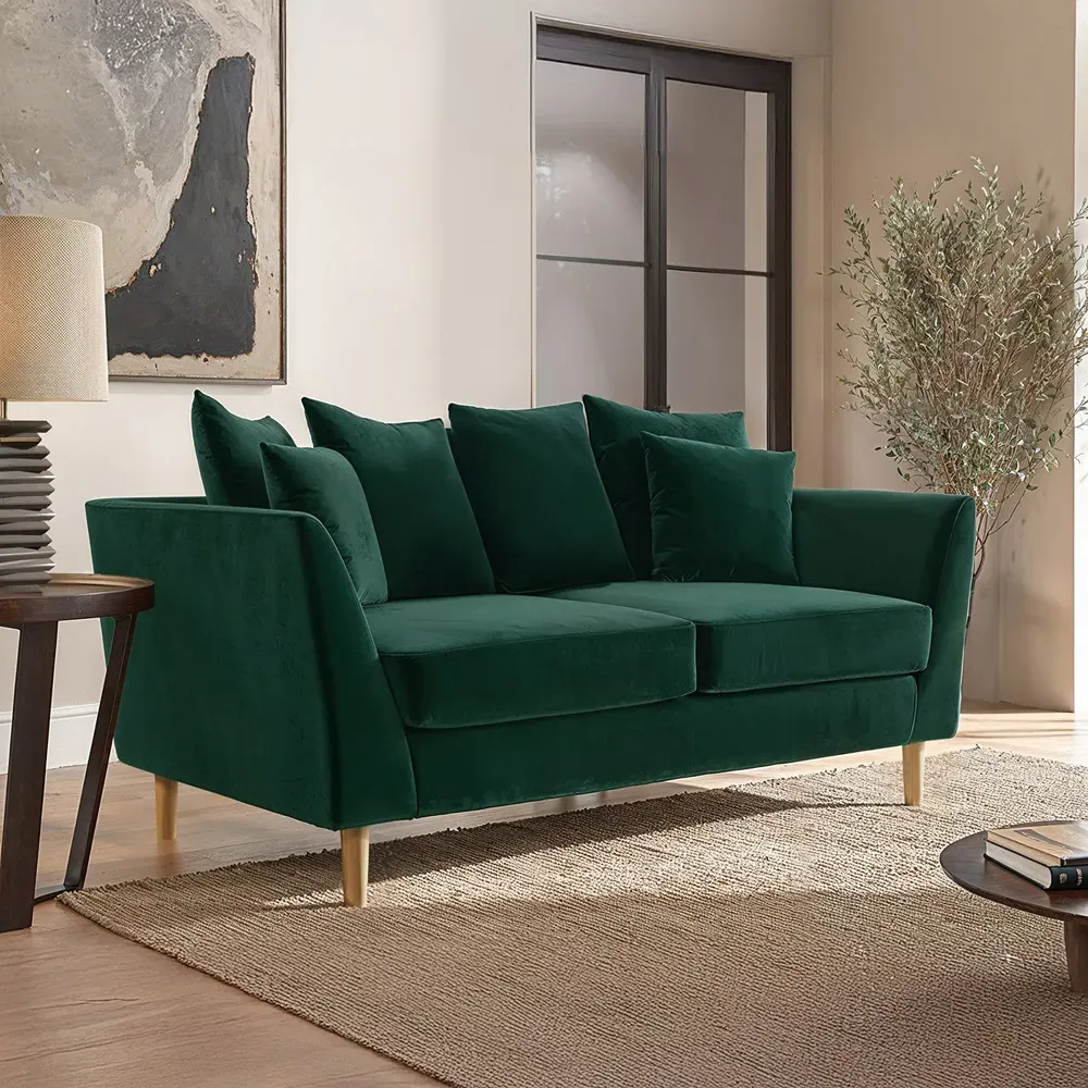 Avery 2-Seater Scatter Back Sofa - Green