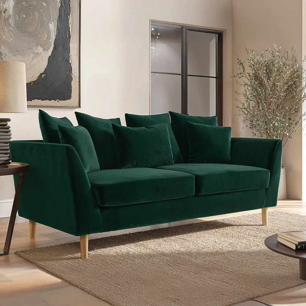 Avery 3-Seater Scatter Back Sofa - Green