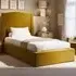 Blaine Single Ottoman Bed with Winged Headboard - Gold, Velvet