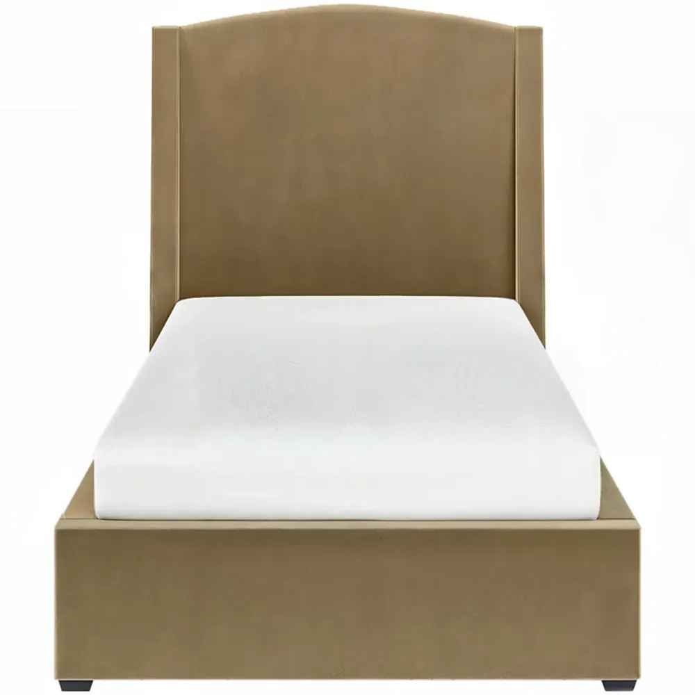 Blaine Single Ottoman Bed with Winged Headboard - Sand, Velvet