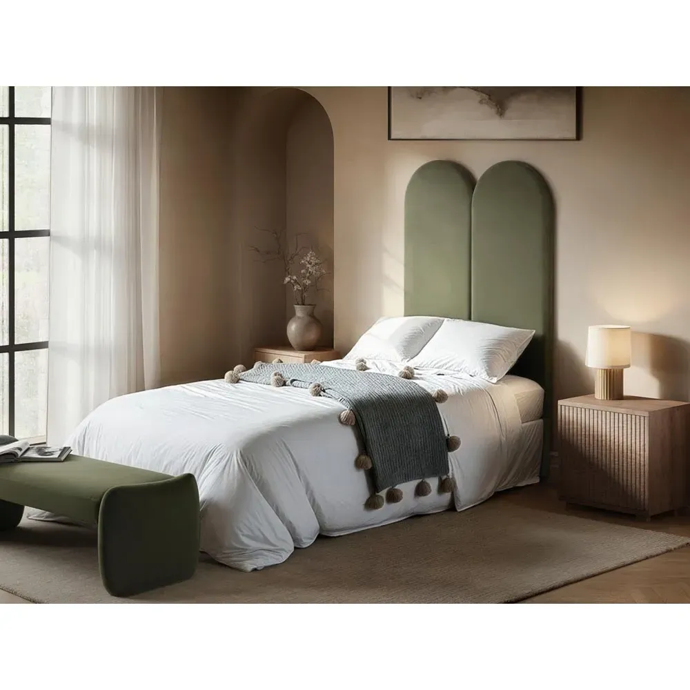 Cirrus Headboard Panel - Green, Velvet