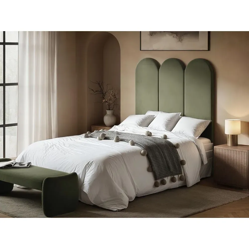 Cirrus Headboard Panel - Green, Velvet