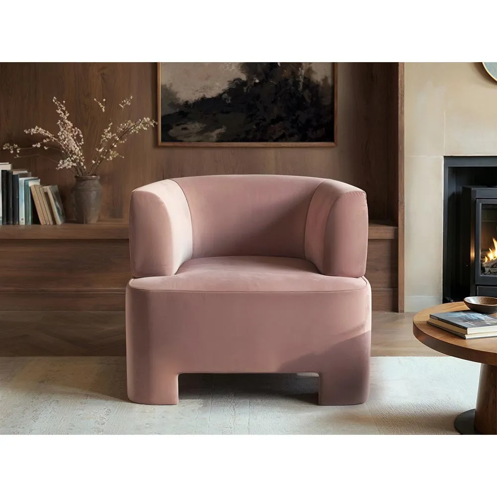 Cleo Accent Chair - Pink, Velvet