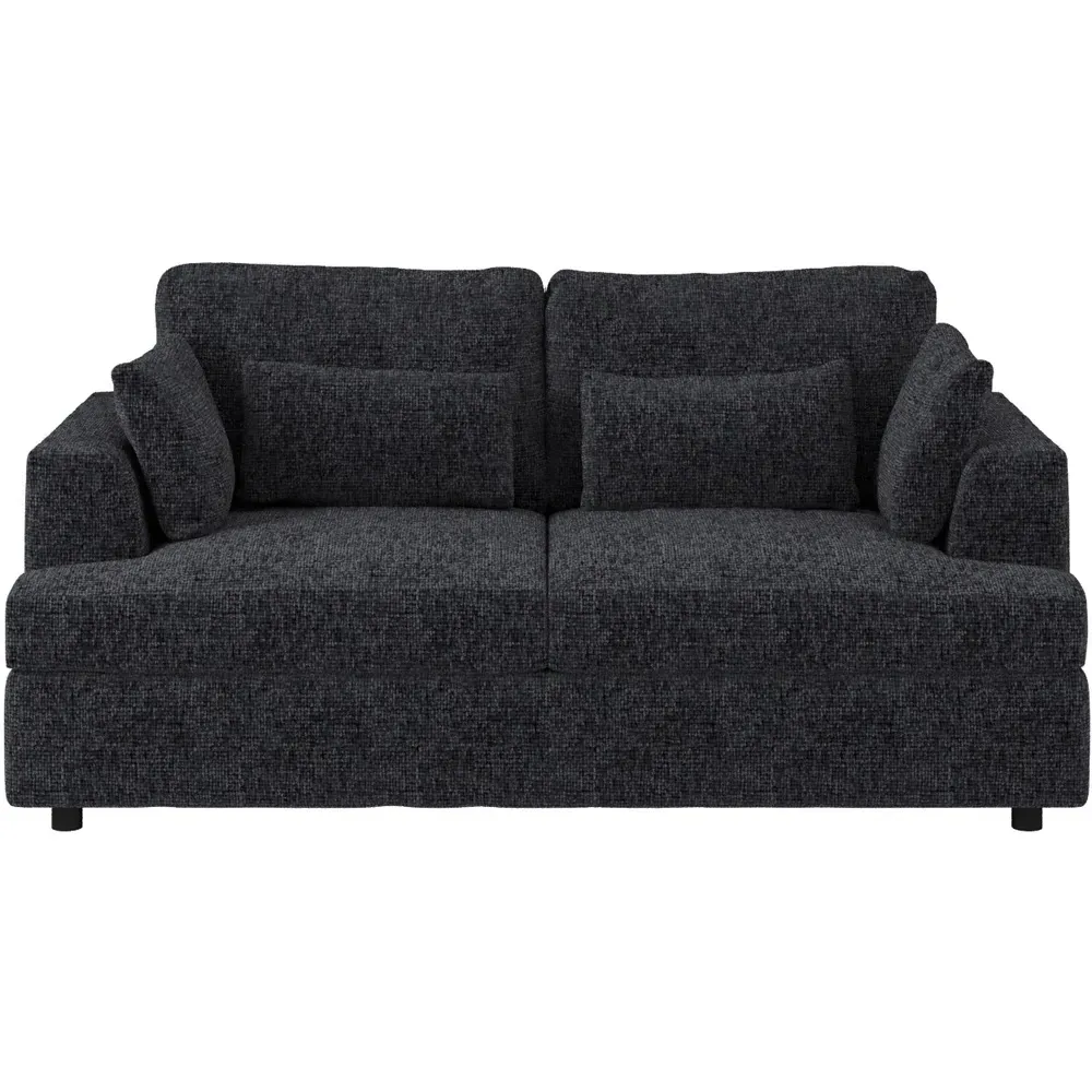 Drew 2-Seater Sofa with Scatter Cushions - Charcoal, Chenille