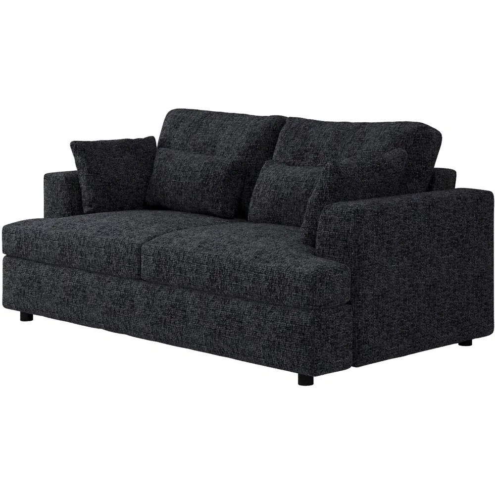 Drew 2-Seater Sofa with Scatter Cushions - Charcoal, Chenille