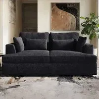 Drew 2-Seater Sofa with Scatter Cushions - Charcoal, Chenille