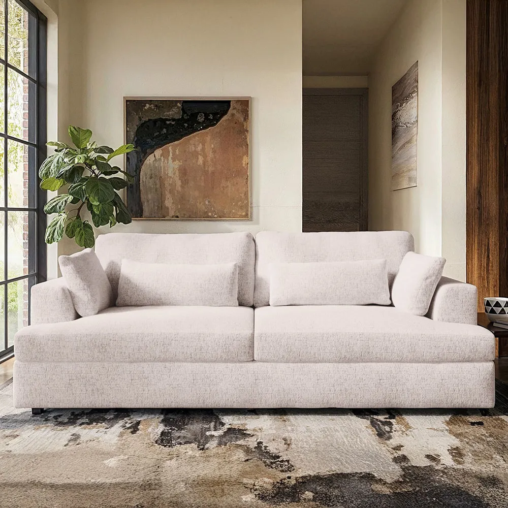 Drew 3-Seater Sofa - Cream, Chenille