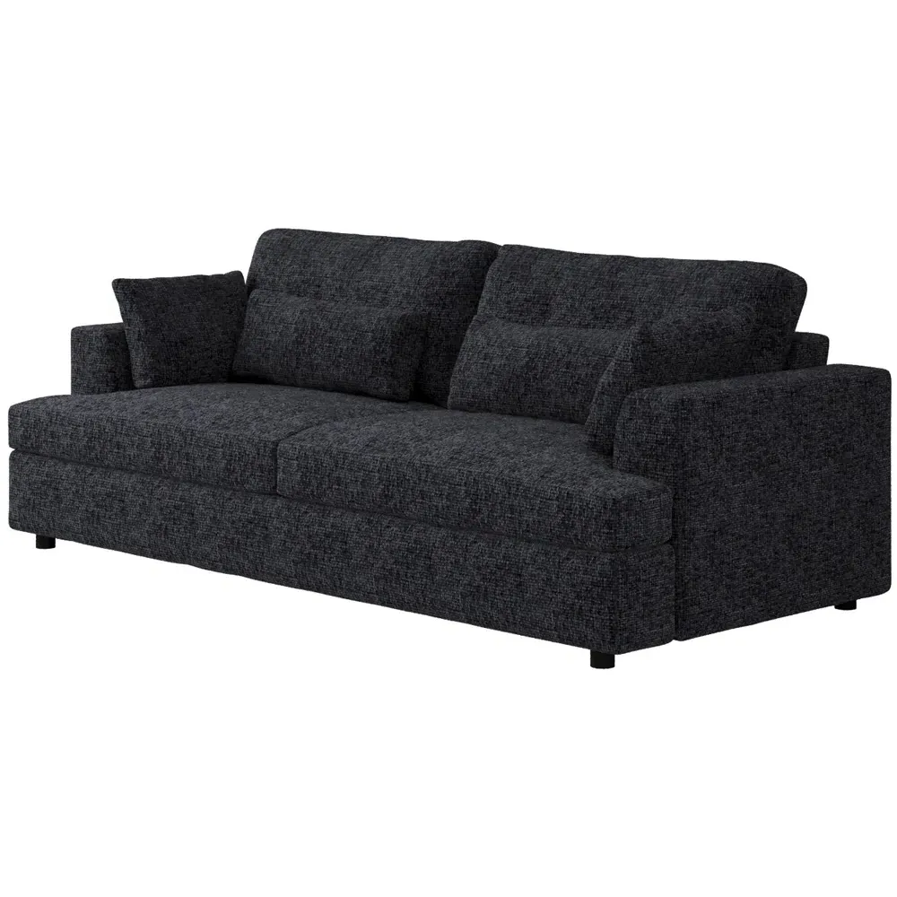 Drew 3-Seater Sofa with Scatter Cushions - Charcoal, Chenille