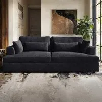 Drew 3-Seater Sofa with Scatter Cushions - Charcoal, Chenille