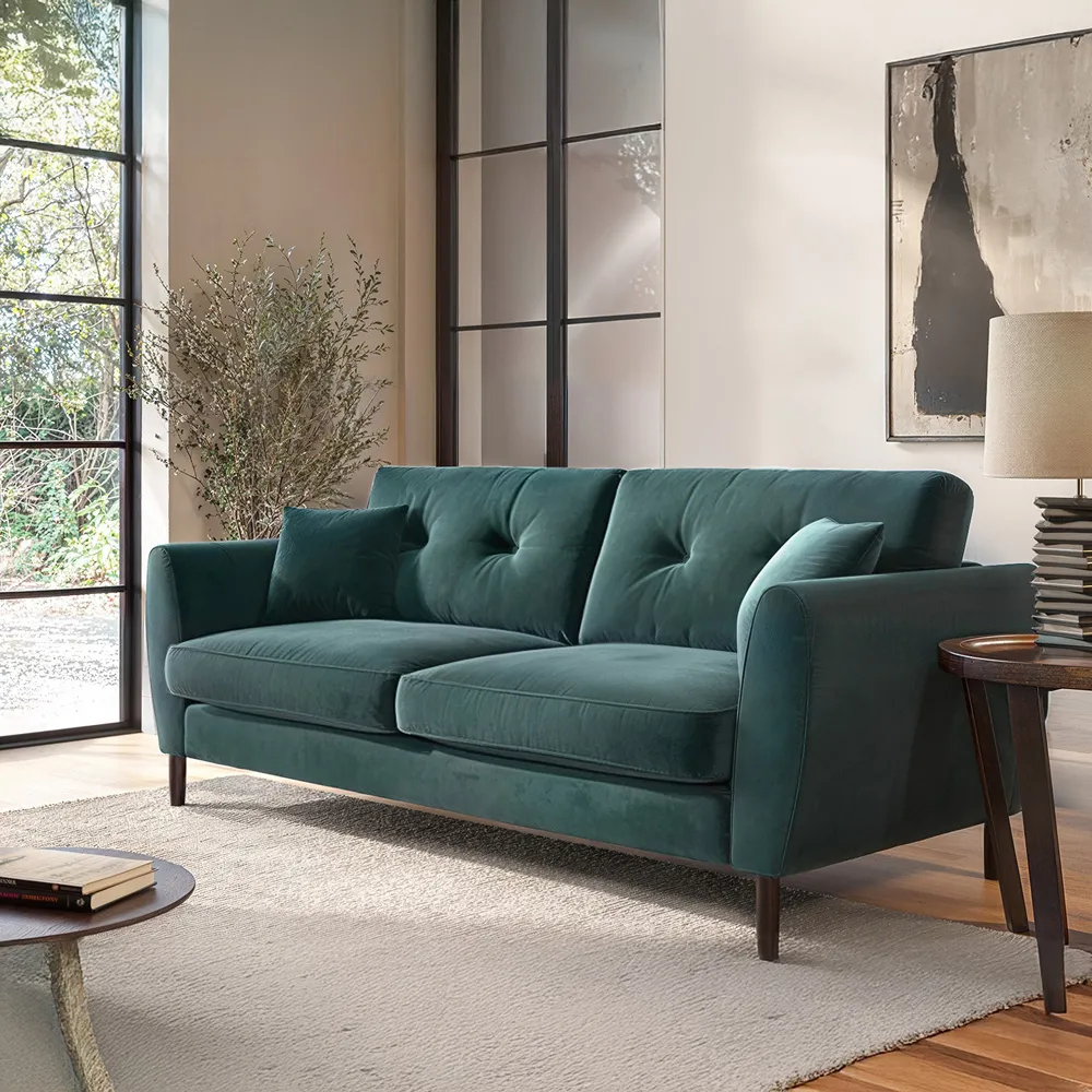 Ellison 3-Seater Sofa - Green, Velvet