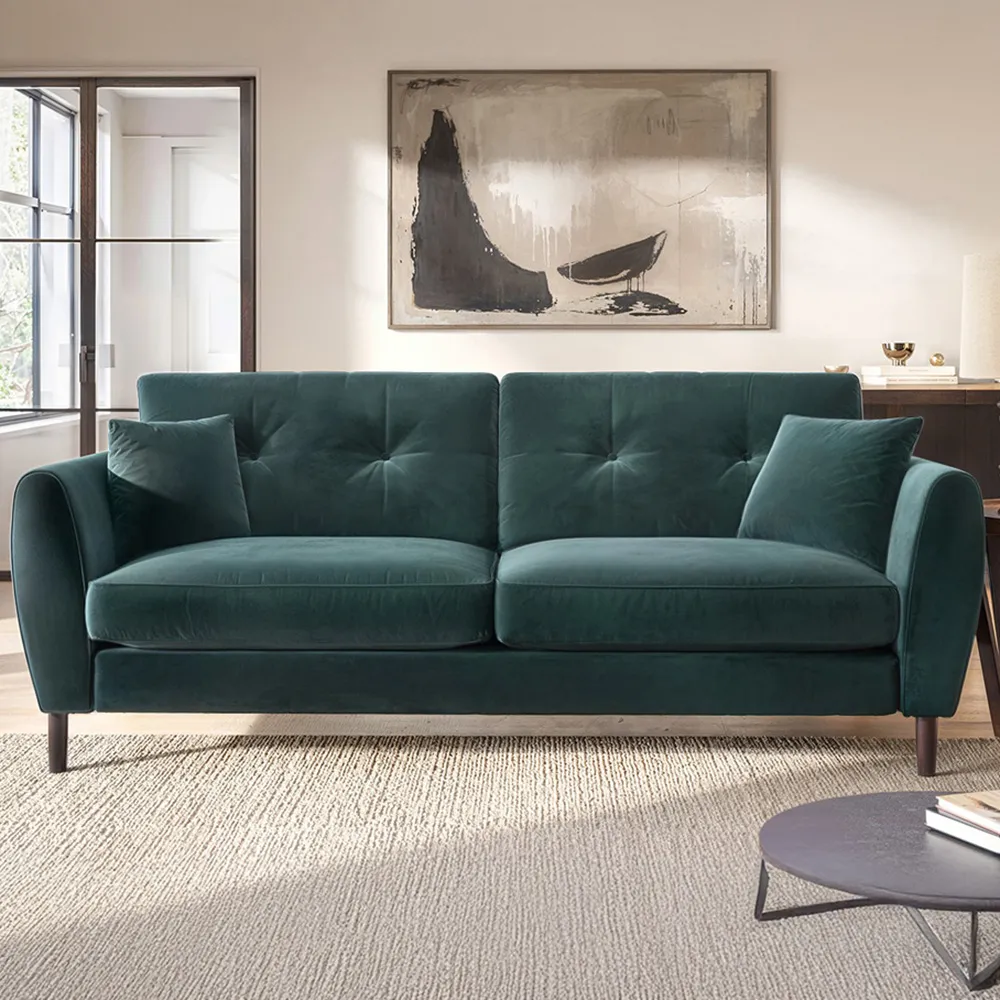 Ellison 3-Seater Sofa - Green, Velvet