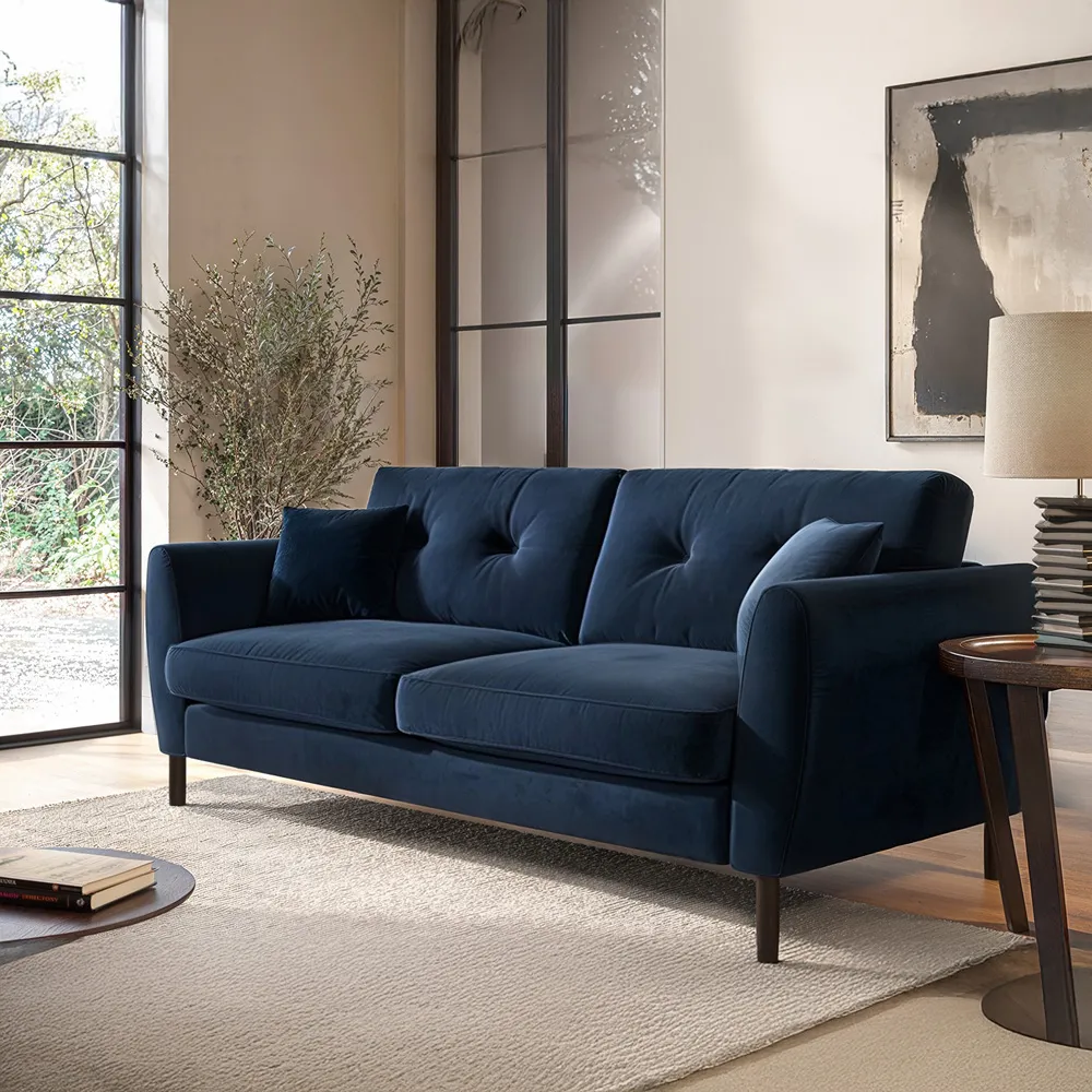Ellison 3-Seater Sofa - Navy, Velvet