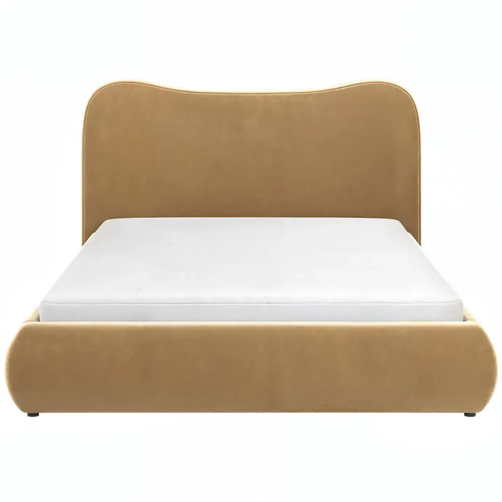 Ember Double Ottoman Bed with Storage - Gold, Velvet