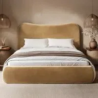 Ember Double Ottoman Bed with Storage - Gold, Velvet