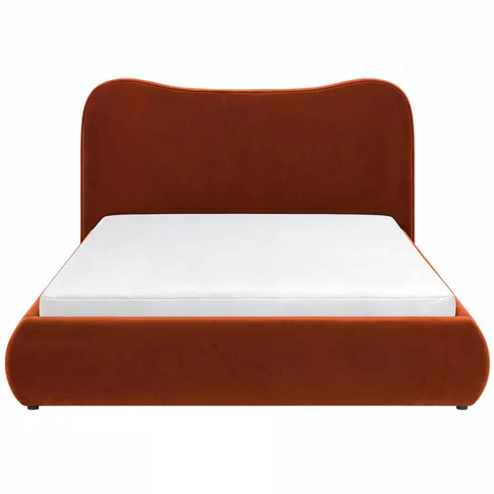 Ember Double Ottoman Bed with Storage - Orange, Velvet