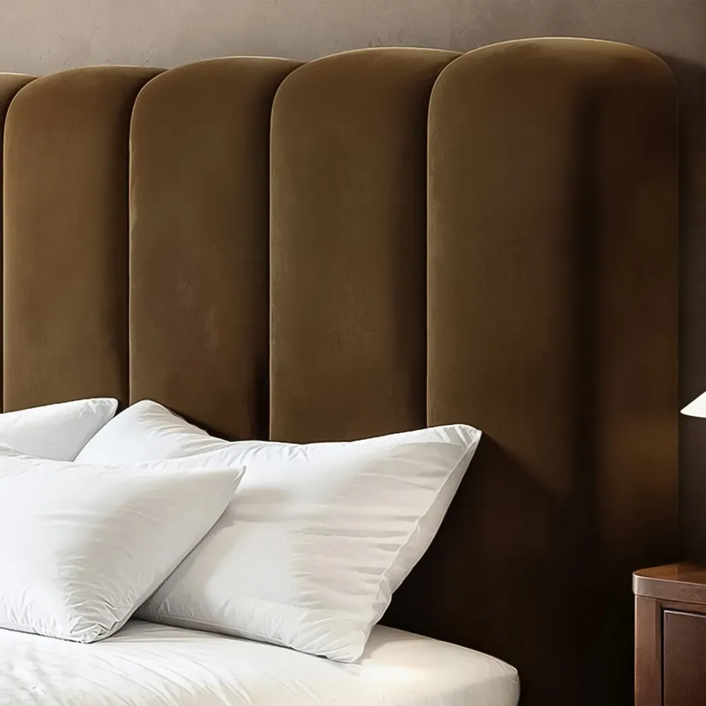 Emilie Double Ottoman Bed with Storage - Brown, Velvet