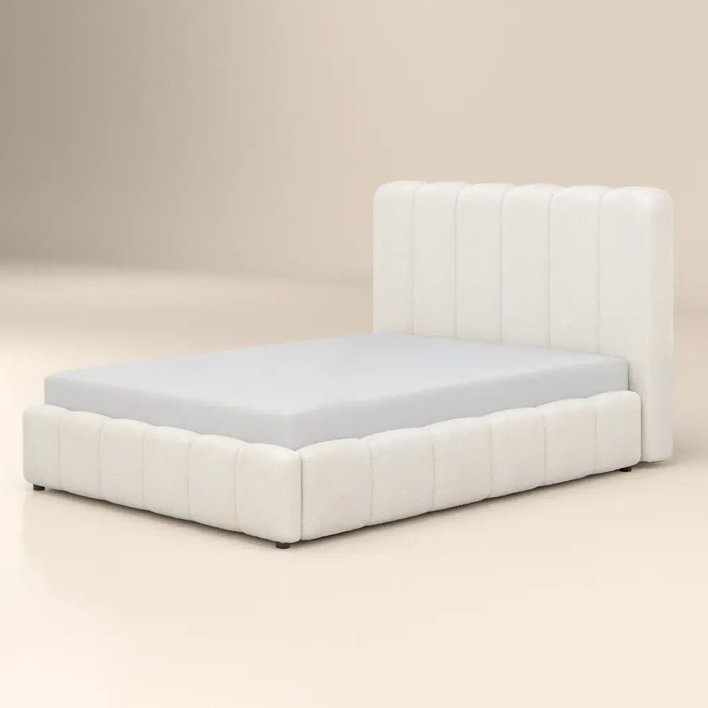 Emilie Double Ottoman Bed with Storage - Cream, Boucle