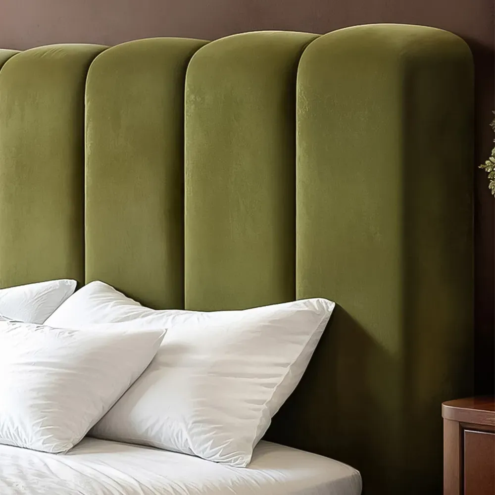 Emilie Double Ottoman Bed with Storage - Green, Velvet