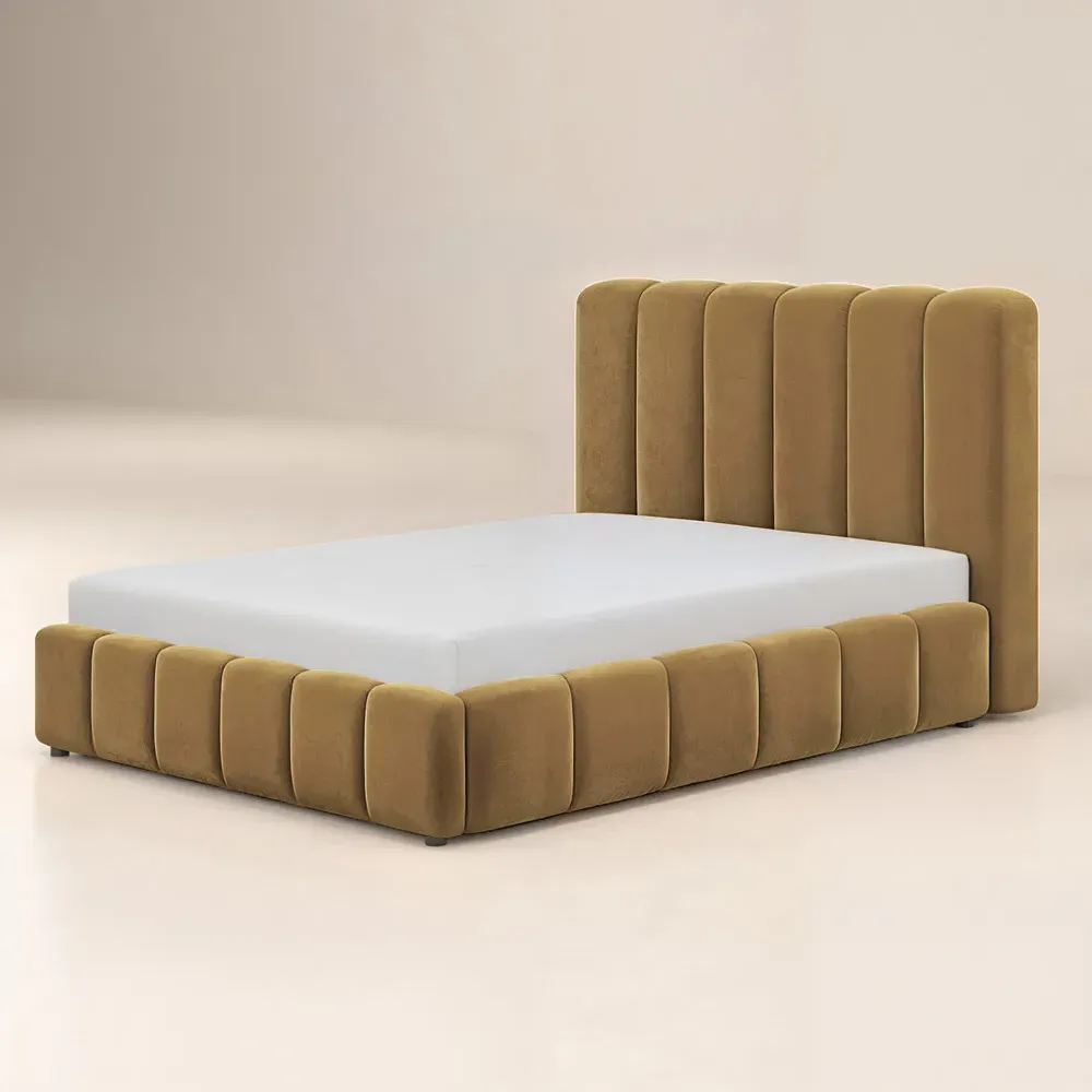 Emilie Double Ottoman Bed with Storage - Mocha, Velvet