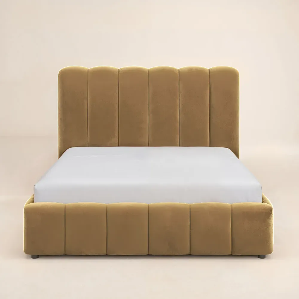 Emilie King Size Ottoman Bed with Storage - Brown, Velvet