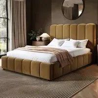 Emilie King Size Ottoman Bed with Storage - Brown, Velvet