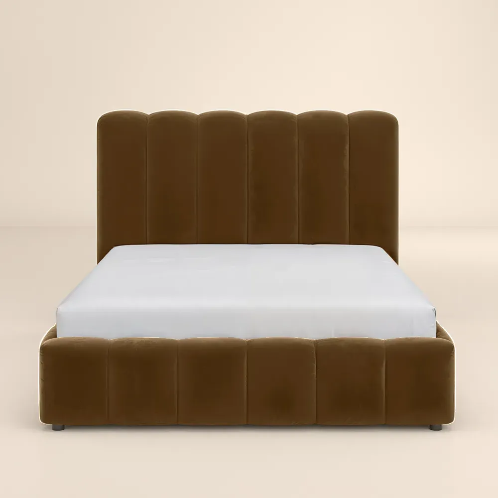 Emilie King Size Ottoman Bed with Storage - Brown, Velvet
