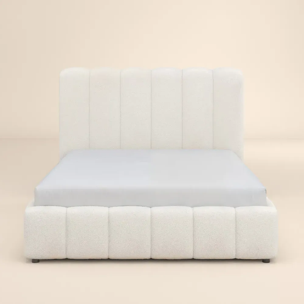 Emilie King Size Ottoman Bed with Storage - Cream, Boucle