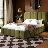 Emilie King Size Ottoman Bed with Storage - Green, Velvet