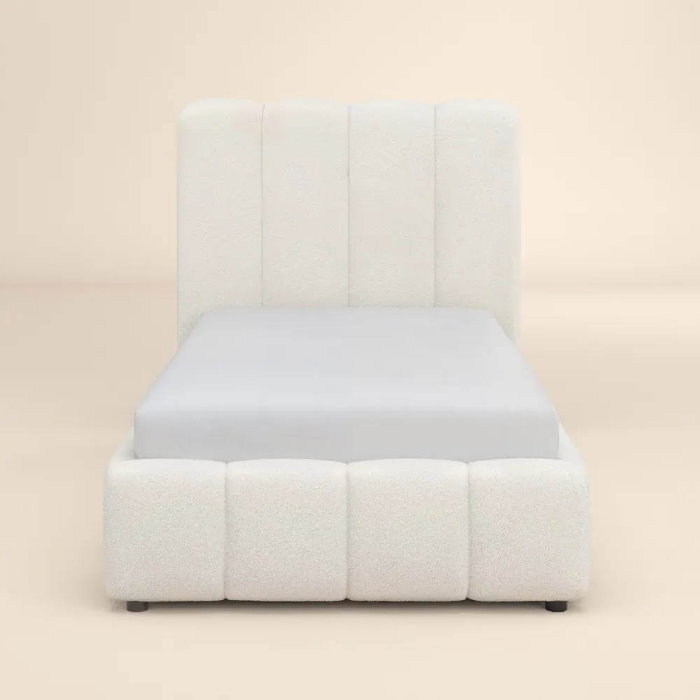 Emilie Single Ottoman Bed with Storage - Cream, Boucle