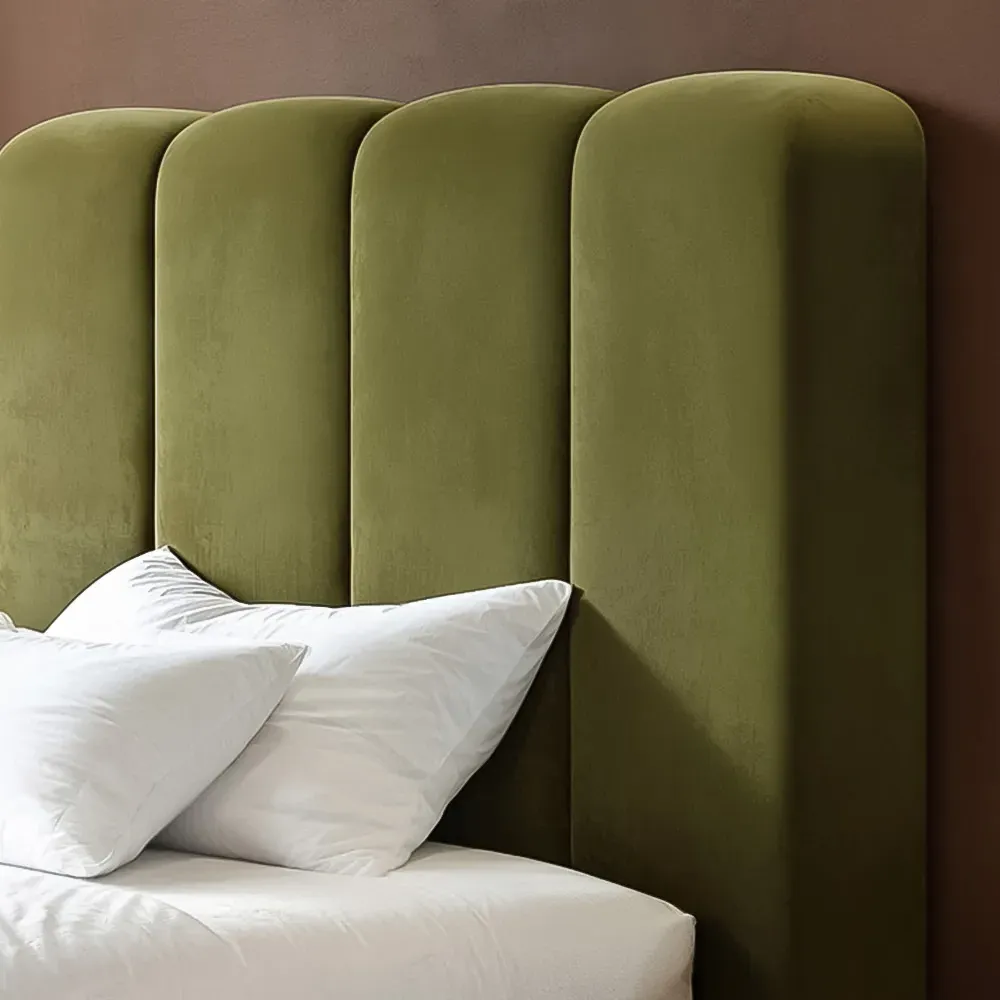 Emilie Single Ottoman Bed with Storage - Green, Velvet