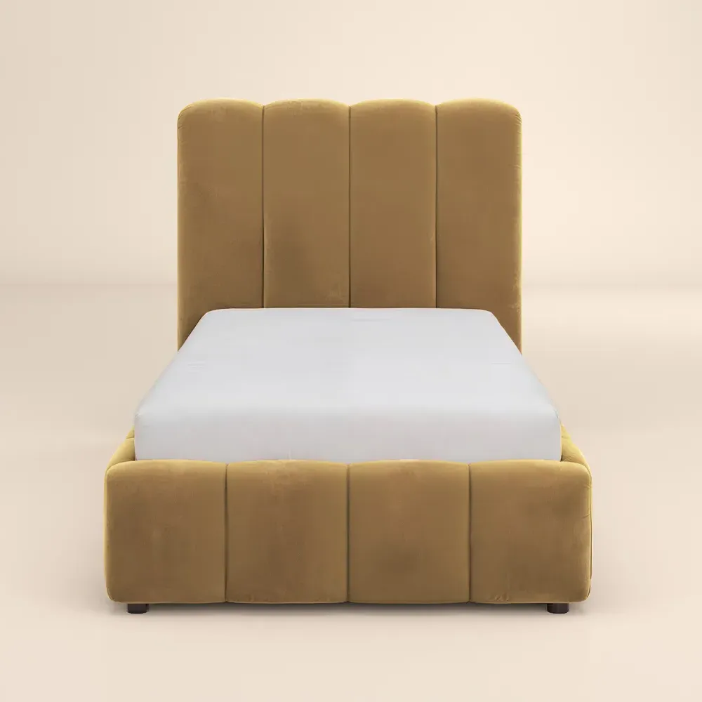 Emilie Single Ottoman Bed with Storage - Mocha, Velvet