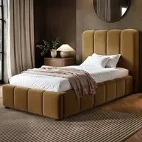 Emilie Single Ottoman Bed with Storage - Mocha, Velvet