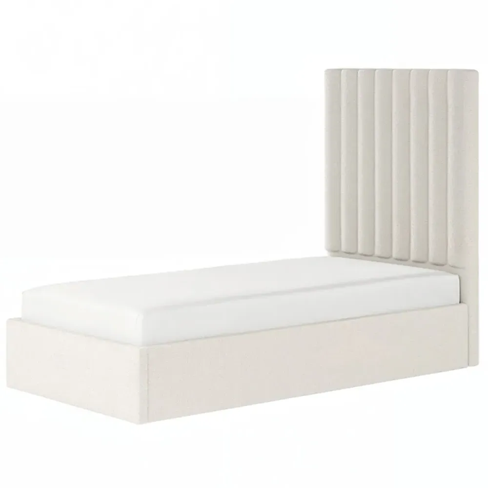 Everley Single Ottoman Bed with Storage - Cream, Boucle