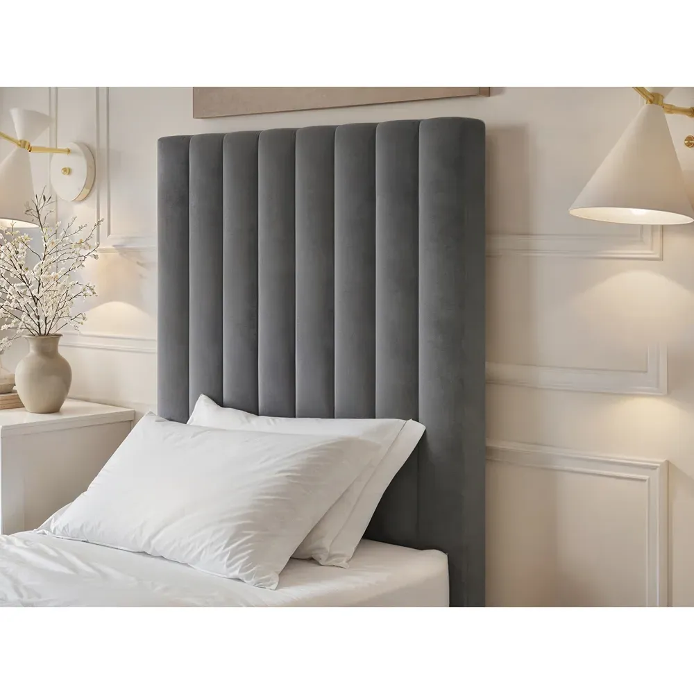 Everley Single Ottoman Bed with Storage - Grey, Velvet