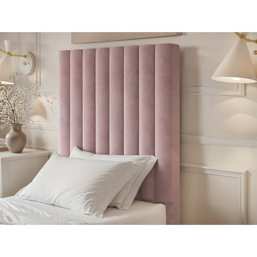 Everley Single Ottoman Bed with Storage - Pink, Velvet