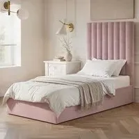 Everley Single Ottoman Bed with Storage - Pink, Velvet