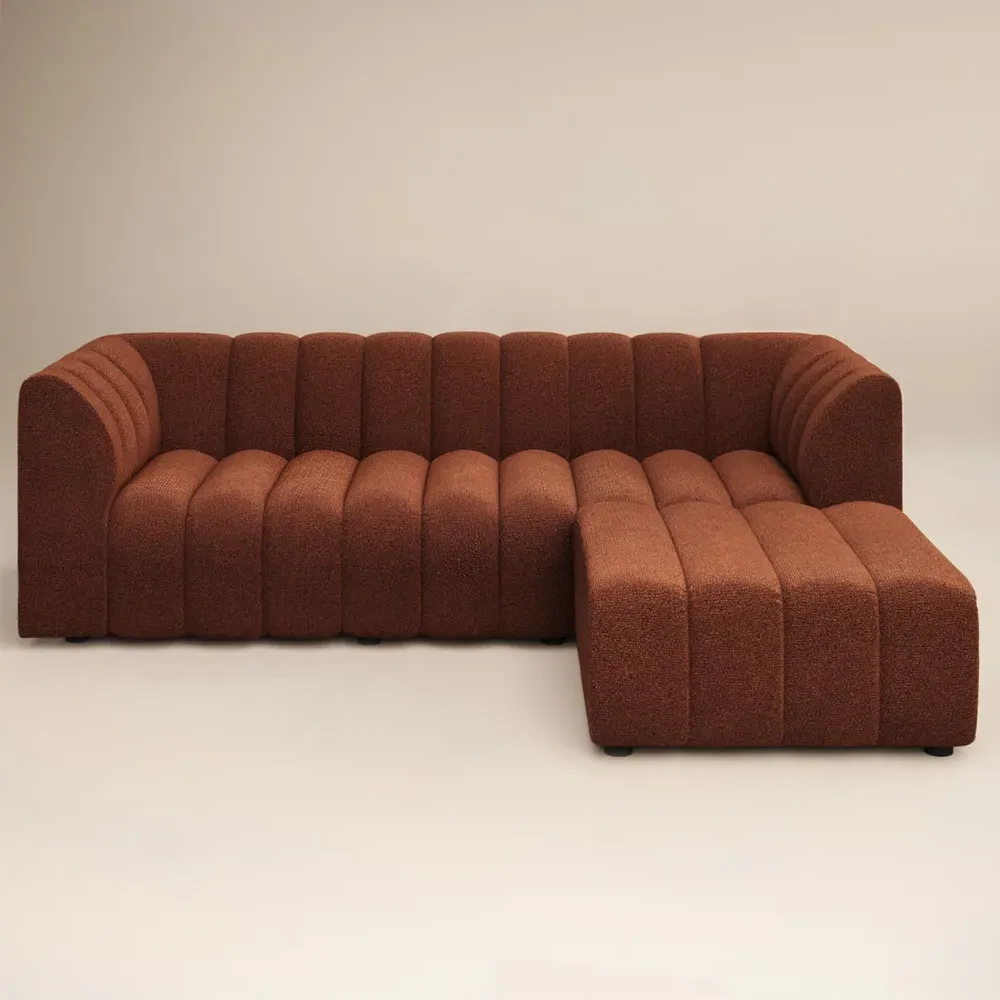 Halle 3-Seater Sofa with Footstool - Orange, Chenille
